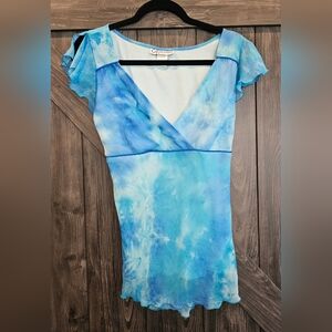 Dress Barn Ocean Blue Tie-Dye Blouse